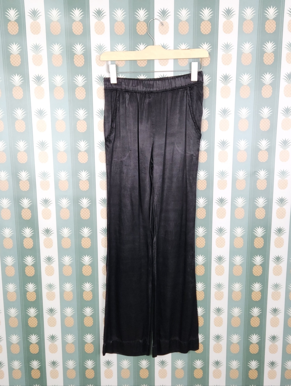 LAMade Black Silky Wide-Leg Pants